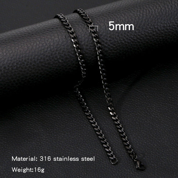 Cuban Chain Necklace Hip Hop Street Culture Wave Pattern Electroplated For Men And Women