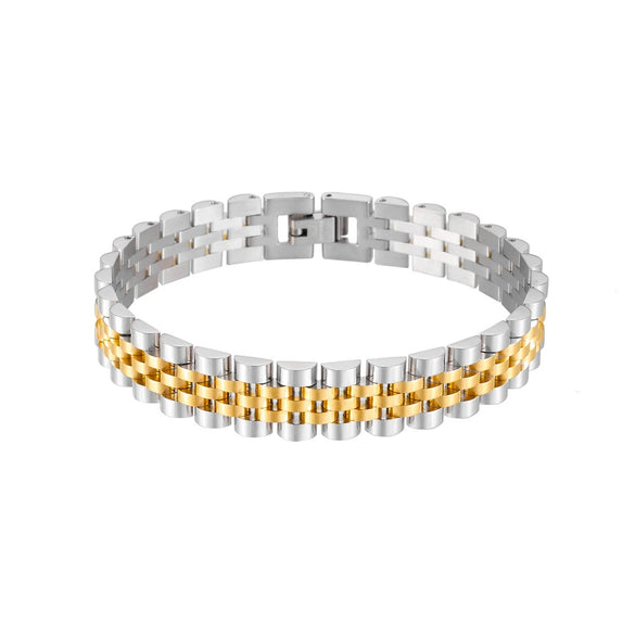Curved Titanium Steel Bracelet With Five Bead Strap Vacuum Plated Geometric Letter Pattern Adjustable Fashion Bracelet For Men
