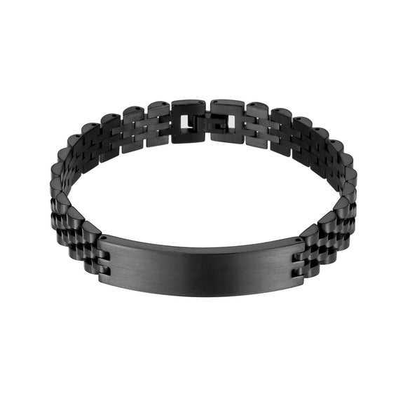 Curved Titanium Steel Bracelet With Five Bead Strap Vacuum Plated Geometric Letter Pattern Adjustable Fashion Bracelet For Men