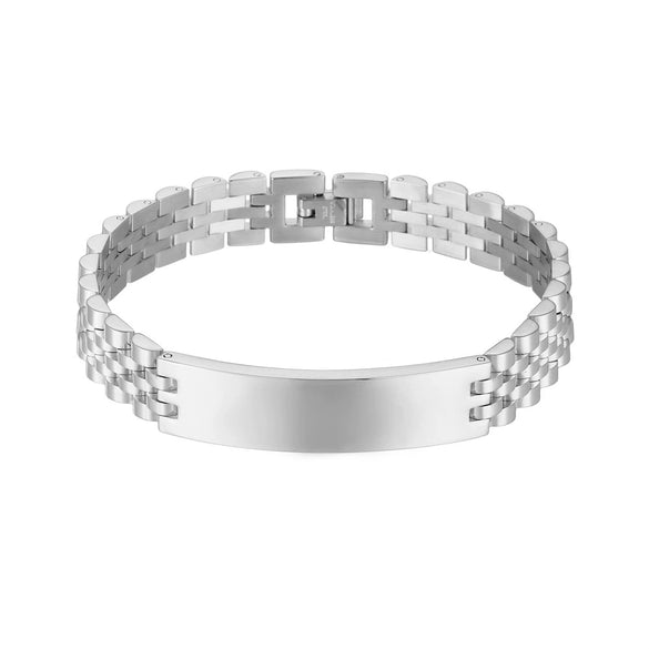 Curved Titanium Steel Bracelet With Five Bead Strap Vacuum Plated Geometric Letter Pattern Adjustable Fashion Bracelet For Men