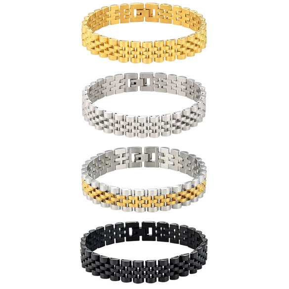 Curved Titanium Steel Bracelet With Five Bead Strap Vacuum Plated Geometric Letter Pattern Adjustable Fashion Bracelet For Men