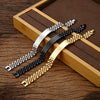 Curved Titanium Steel Bracelet With Five Bead Strap Vacuum Plated Geometric Letter Pattern Adjustable Fashion Bracelet For Men