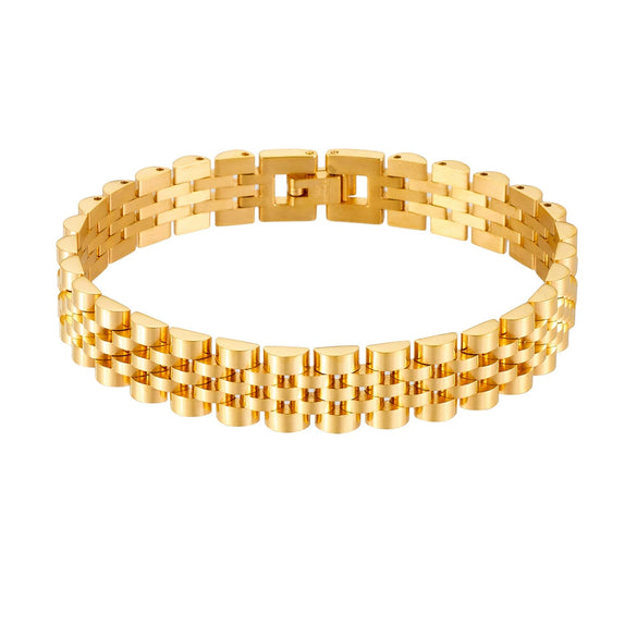 Curved Titanium Steel Bracelet With Five Bead Strap Vacuum Plated Geometric Letter Pattern Adjustable Fashion Bracelet For Men