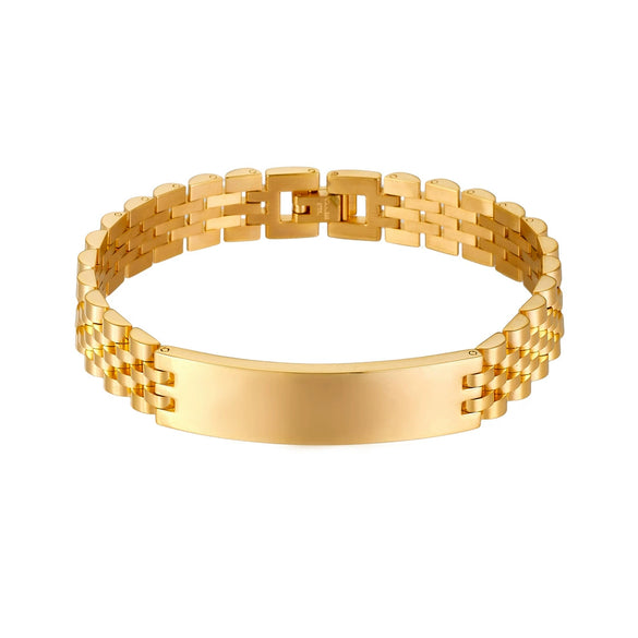 Curved Titanium Steel Bracelet With Five Bead Strap Vacuum Plated Geometric Letter Pattern Adjustable Fashion Bracelet For Men