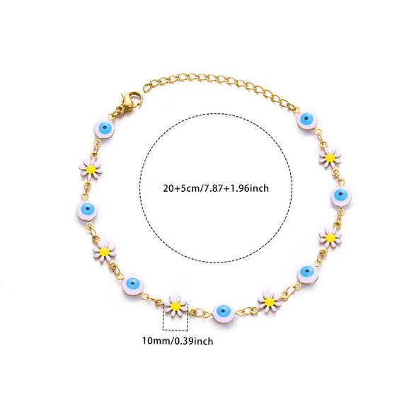 Cute All Match Flower Geometric Stainless Steel And Gold Anklet For Women