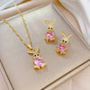 Titanium Steel Copper Cute Plating Inlay Animal Artificial Gemstones Earrings Necklace