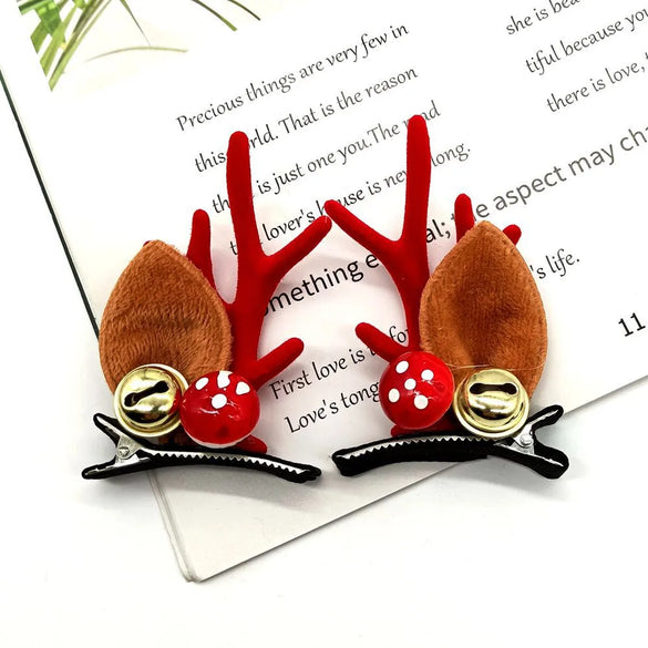 Cute Antlers Plastic Cloth Flannel Hair Clip 1 Pair