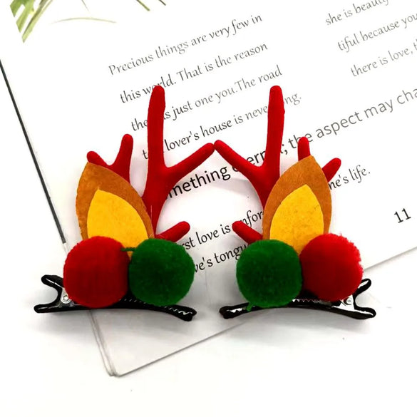 Cute Antlers Plastic Cloth Flannel Hair Clip 1 Pair