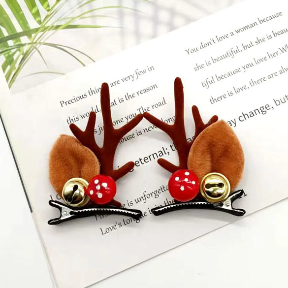 Cute Antlers Plastic Cloth Flannel Hair Clip 1 Pair