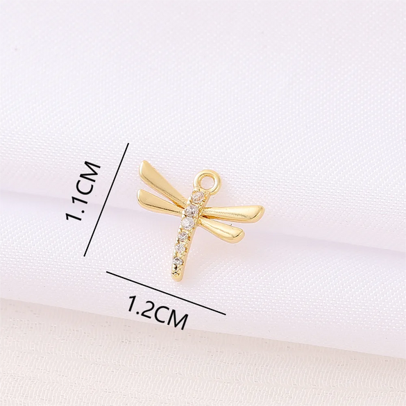 Cute Artistic Dragonfly 18K Gold Plated Zircon Copper Wholesale Jewelry Accessories
