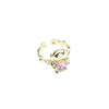 Cute Astronaut Character Ring For Women And Men Gold Plated Metal Adjustable Open Ring With Artificial Crystal Vintage Cartoon Design