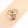 Cute Astronaut Character Ring For Women And Men Gold Plated Metal Adjustable Open Ring With Artificial Crystal Vintage Cartoon Design