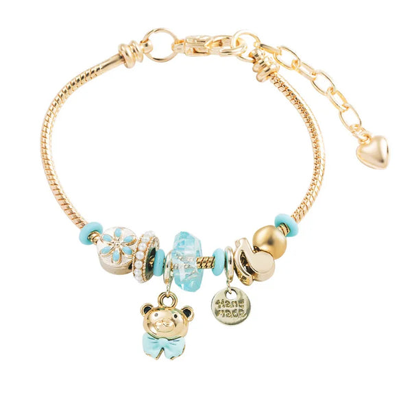 Cute Bear Bow Knot Gold Plated Rhinestones 304 Stainless Steel Alloy Wholesale Bracelets