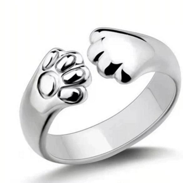 Cute Bear Paw Open Adjustable Ring Alloy Electroplated Light Luxury Animal Inspired Unisex Fashion Ring