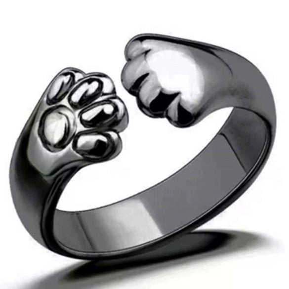 Cute Bear Paw Open Adjustable Ring Alloy Electroplated Light Luxury Animal Inspired Unisex Fashion Ring