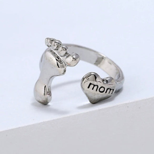 Cute Bear Paw Open Adjustable Ring Alloy Electroplated Light Luxury Animal Inspired Unisex Fashion Ring