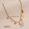 Cute Bee Butterfly Daisy Multielement Stainless Steel Necklace With Ladybug Pendant And Electroplating For Women