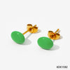 Cute Candy Colored Geometric Stainless Steel Mini Stud Earrings With Electroplating Treatment And Small Beans Ball Design