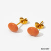 Cute Candy Colored Geometric Stainless Steel Mini Stud Earrings With Electroplating Treatment And Small Beans Ball Design