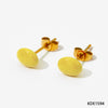 Cute Candy Colored Geometric Stainless Steel Mini Stud Earrings With Electroplating Treatment And Small Beans Ball Design
