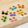 Cute Candy Colored Geometric Stainless Steel Mini Stud Earrings With Electroplating Treatment And Small Beans Ball Design