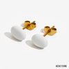 Cute Candy Colored Geometric Stainless Steel Mini Stud Earrings With Electroplating Treatment And Small Beans Ball Design