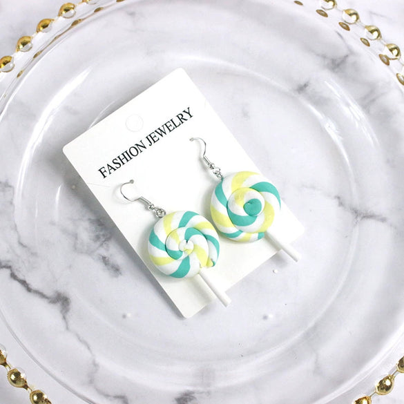 Cute Cartoon Candy Lollipop Ear Hook Earrings For Women Sweet Macaron Style Plastic And Resin Jewelry Wholesale