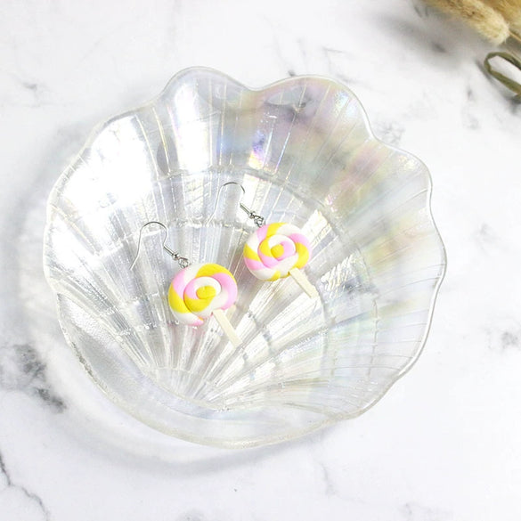 Cute Cartoon Candy Lollipop Ear Hook Earrings For Women Sweet Macaron Style Plastic And Resin Jewelry Wholesale