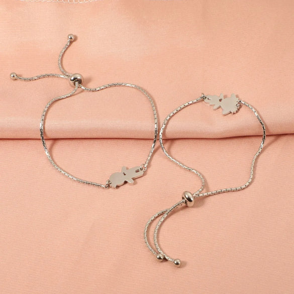 Cute Cartoon Character Customization Laser Engraving 304 Stainless Steel Bracelets In Bulk