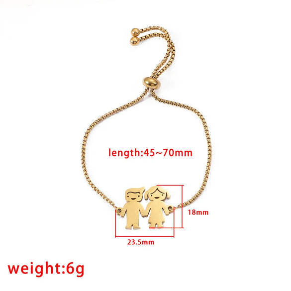 Cute Cartoon Character Customization Laser Engraving Titanium Steel Bracelets In Bulk