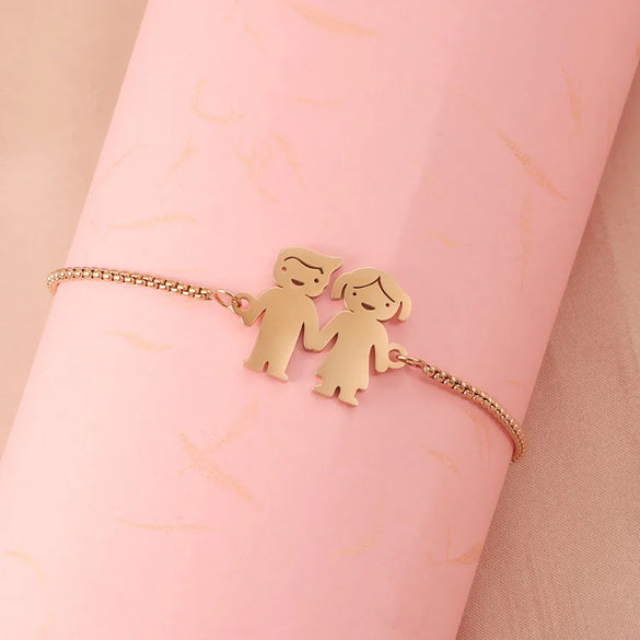 Cute Cartoon Character Customization Laser Engraving Titanium Steel Bracelets In Bulk