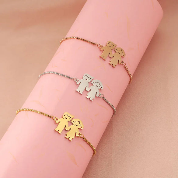 Cute Cartoon Character Customization Laser Engraving Titanium Steel Bracelets In Bulk