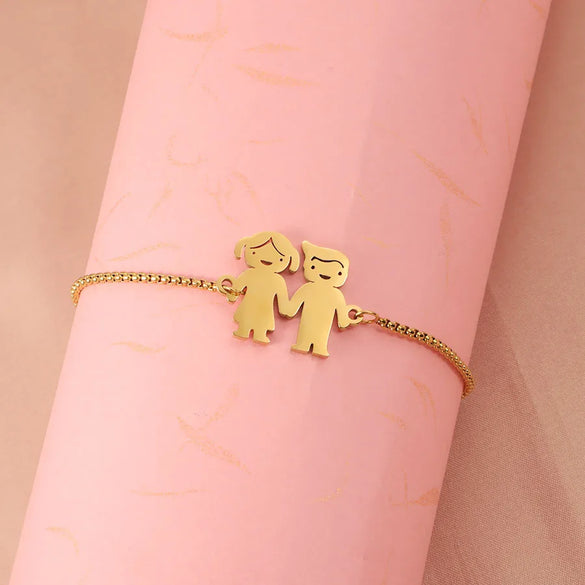 Cute Cartoon Character Customization Laser Engraving Titanium Steel Bracelets In Bulk