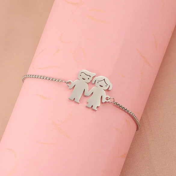 Cute Cartoon Character Customization Laser Engraving Titanium Steel Bracelets In Bulk