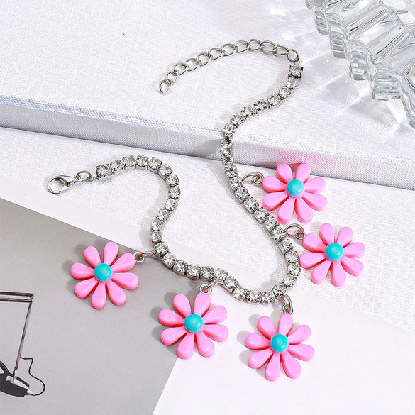 Cute Cartoon Daisy Flower Resin Bead Chain Bracelet Elegant Lightweight Style Wearresistant Waterproof Jewelry For Women And Men
