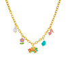 Cute Cartoon Dropping Glue English Letter Rainbow Earrings And Turquoise Flower Mix Element Necklace For Women Stainless Steel Electroplating U Shape