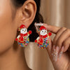 Cute Cartoon Snowman Stud Earrings With Scarf And Hat Rhinestone Electroplated Alloy Earrings With Stainless Steel Posts For Women