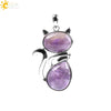 Cute Cat Pendant Necklace For Women With Natural Stone And Alloy Accessories Minimalist Animal Jewelry Polished Hanging Ornament
