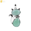 Cute Cat Pendant Necklace For Women With Natural Stone And Alloy Accessories Minimalist Animal Jewelry Polished Hanging Ornament