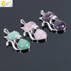 Cute Cat Pendant Necklace For Women With Natural Stone And Alloy Accessories Minimalist Animal Jewelry Polished Hanging Ornament