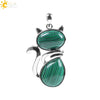 Cute Cat Pendant Necklace For Women With Natural Stone And Alloy Accessories Minimalist Animal Jewelry Polished Hanging Ornament