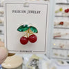 Cute Cherry Alloy Enamel Rhinestones Women'S Brooches