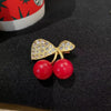 Cute Cherry Alloy Enamel Rhinestones Women'S Brooches