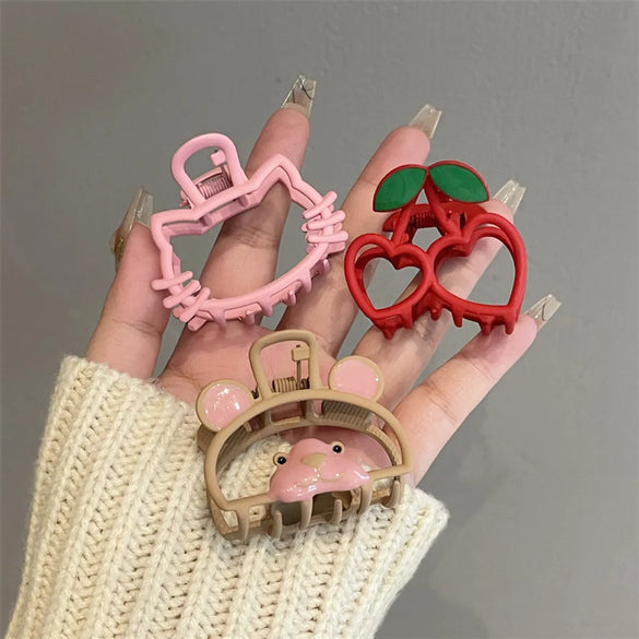 Women'S Cute Cherry Cat Alloy Hair Claws