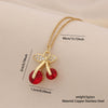 Cute Cherry Strawberry Pendant Necklace For Women Copper And Stainless Steel Fruit Shape Dripping Oil Process O Word Chain