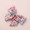 Cute Children’s Cotton Fabric Bow Hair Clip Handmade Plaid Printed Pointed Word Barrette Princess Hairpin