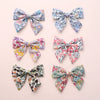 Cute Children’s Cotton Fabric Bow Hair Clip Handmade Plaid Printed Pointed Word Barrette Princess Hairpin