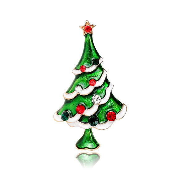 Cute Christmas Tree Alloy Inlay Rhinestones Unisex Brooches