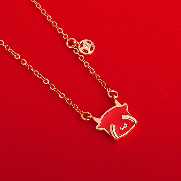Cute Cow Zodiac Temperaturesensitive Colorchanging Pendant Women's S925 Sterling Silver Clavicle Necklace With Cross Chain And Electroplating Design