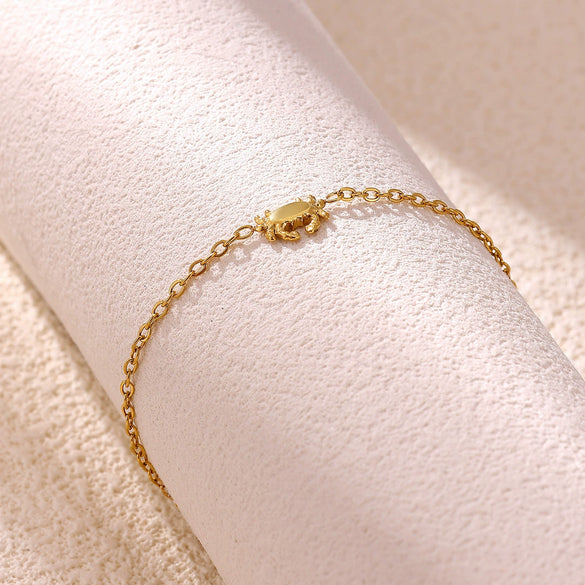 Cute Crab Bracelet In Gold Plated Stainless Steel Sweet Edgy Animal Jewelry For Women And Men